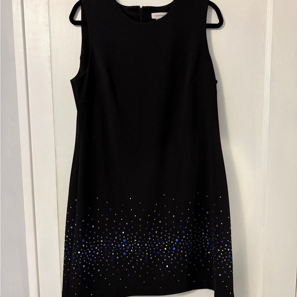 Calvin Klein Black Dress with Blue Accents NWOT
